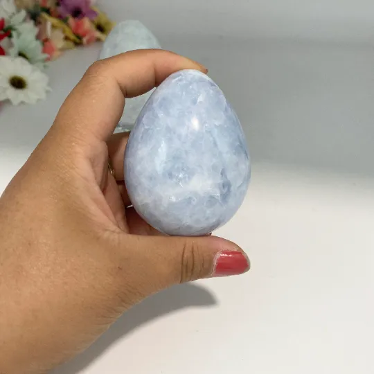 Blue Chalcedony Eggs, Chalcedony Crystals, Large Polished Chalcedony Stone, Natural Blue Crystals,Throat Chakra Gemstones, Stone for Balance