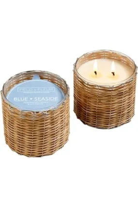 Blue Seaside 2 Wick Handwoven Candle