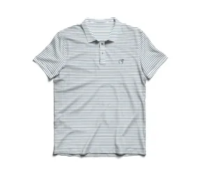 Blue Steele & White Laurel Stripe Performance Polo