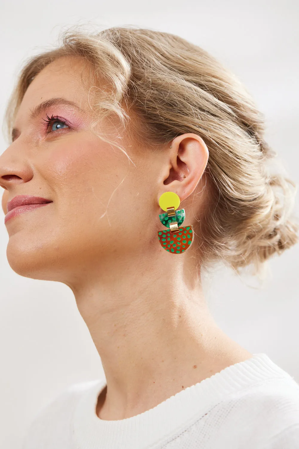 Boat Earrings - Yellow / Green