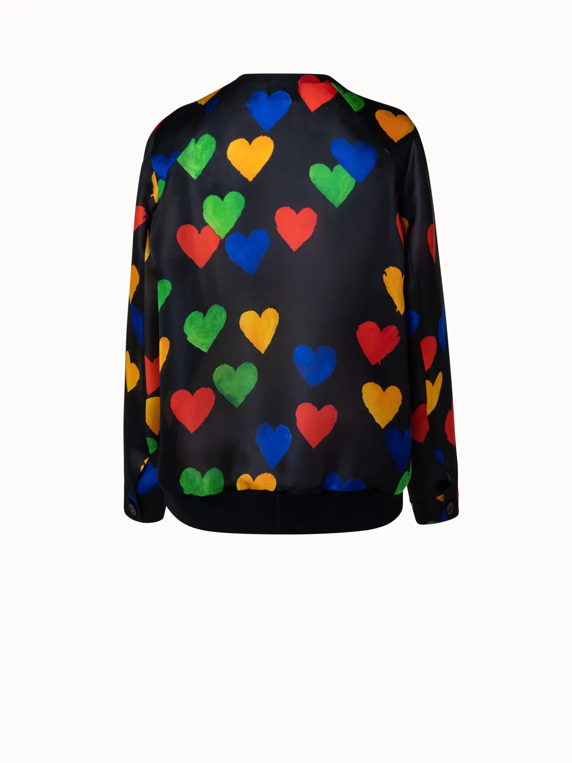 Bomberjacke aus Seiden-Organza mit Hearts Druck