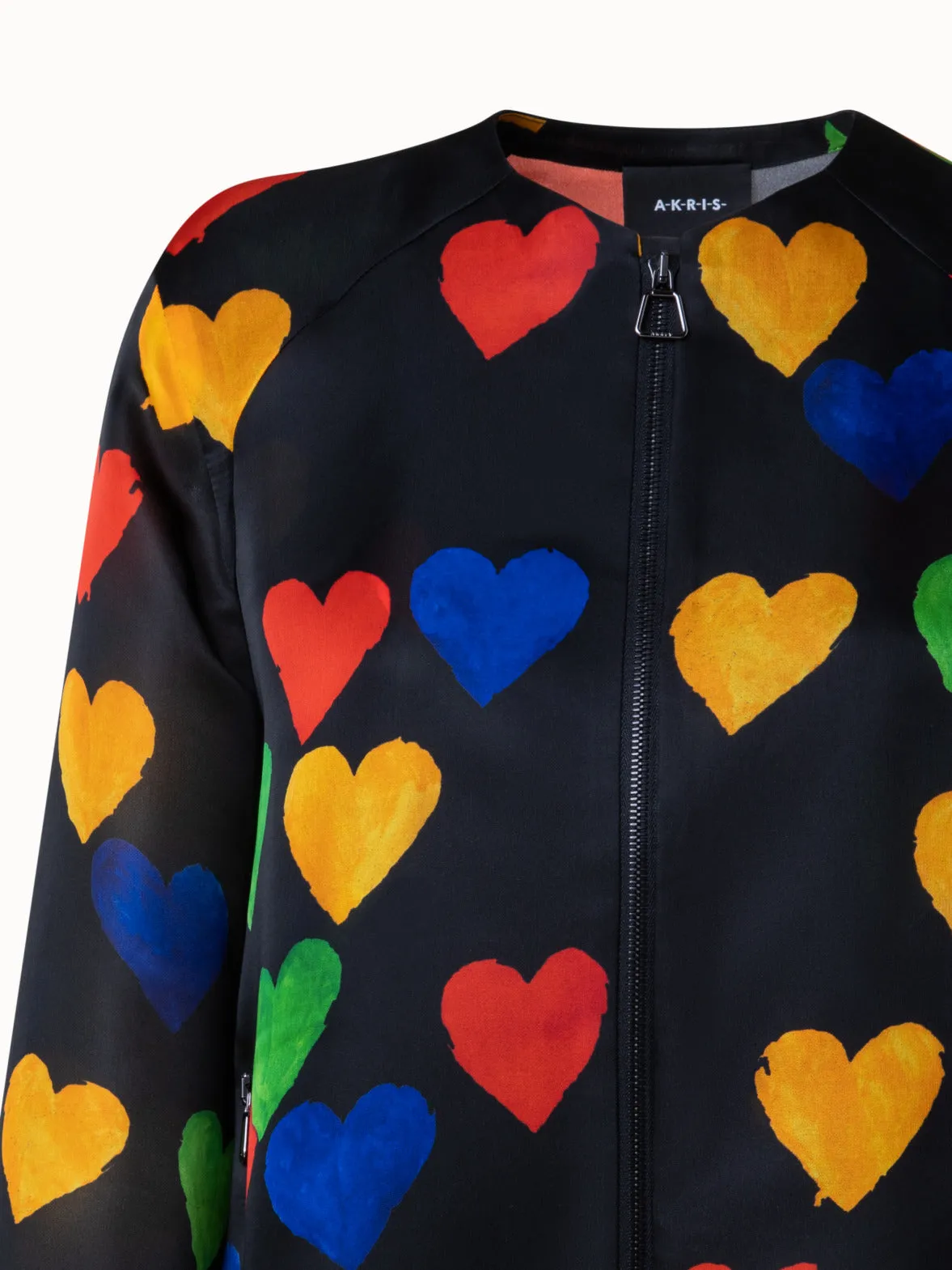 Bomberjacke aus Seiden-Organza mit Hearts Druck