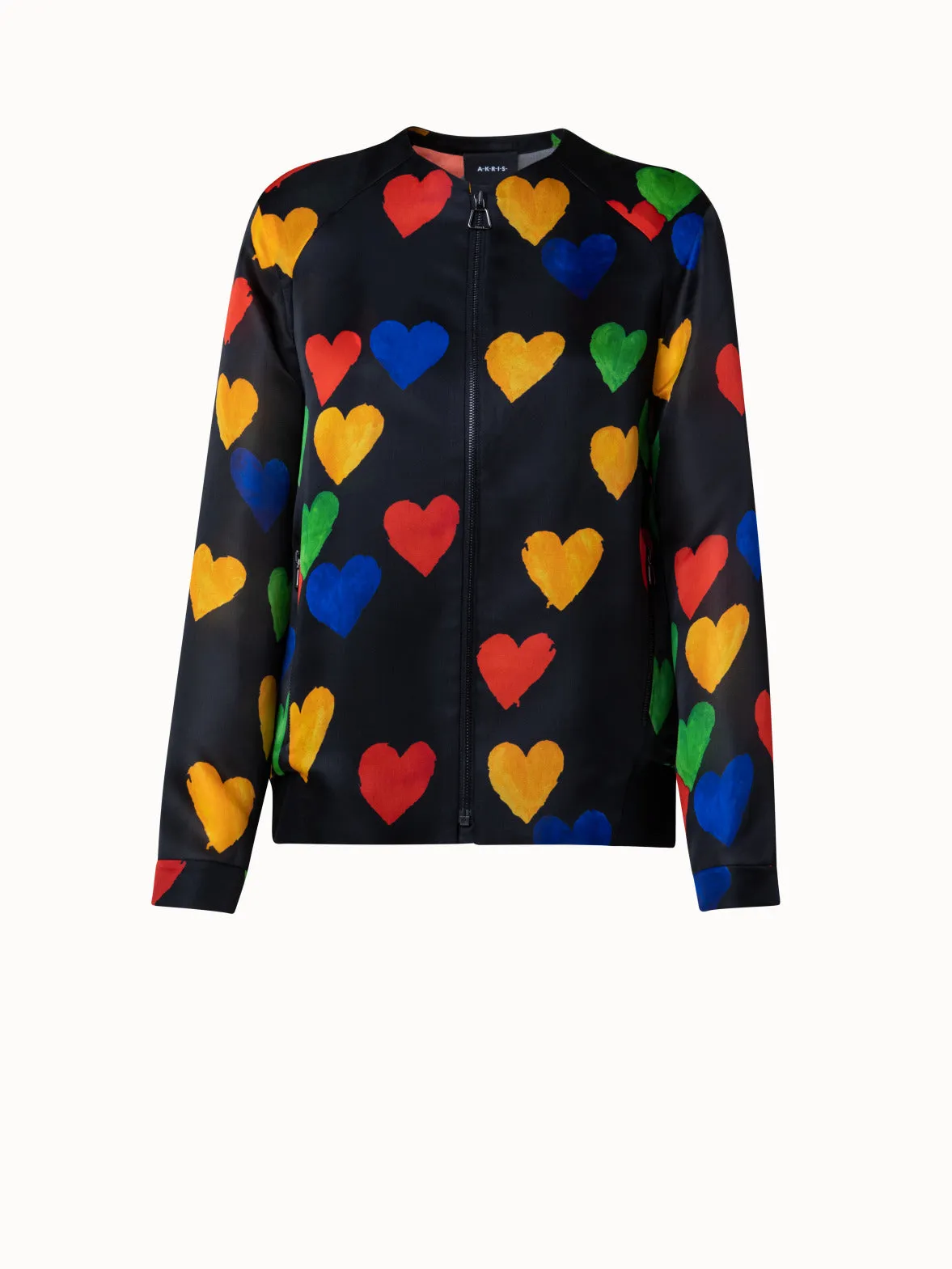 Bomberjacke aus Seiden-Organza mit Hearts Druck