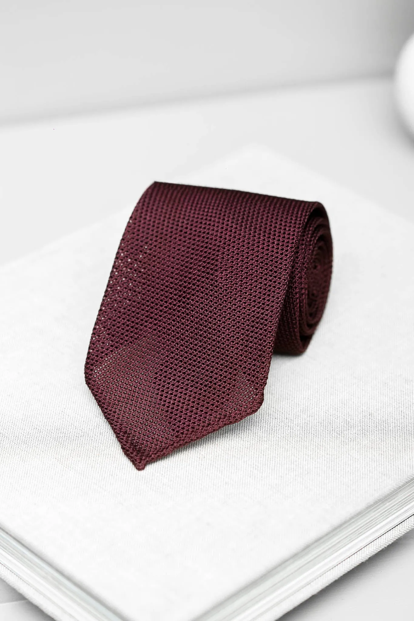 Bordeaux grenadine silk tie - Hand Made In Italy