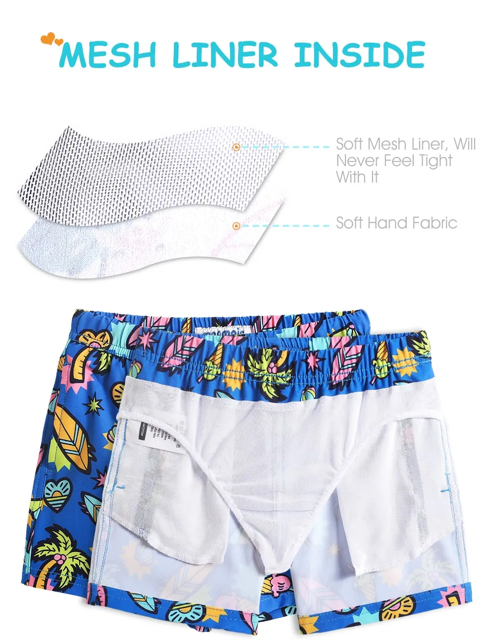 Boys Blue Surfboard Stretch Swim Trunks