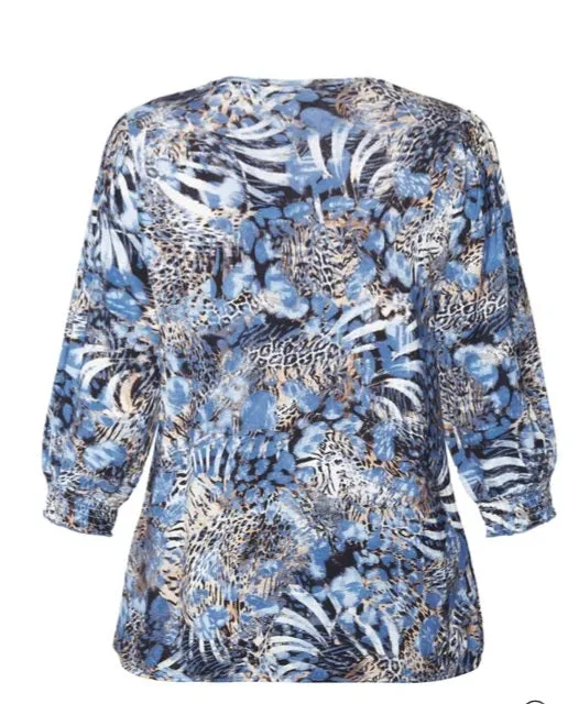 Brandtex blue abstract pattern top