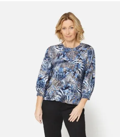 Brandtex blue abstract pattern top