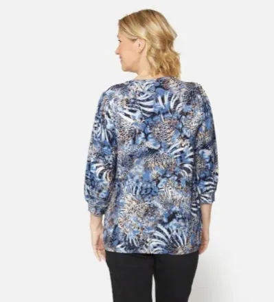 Brandtex blue abstract pattern top