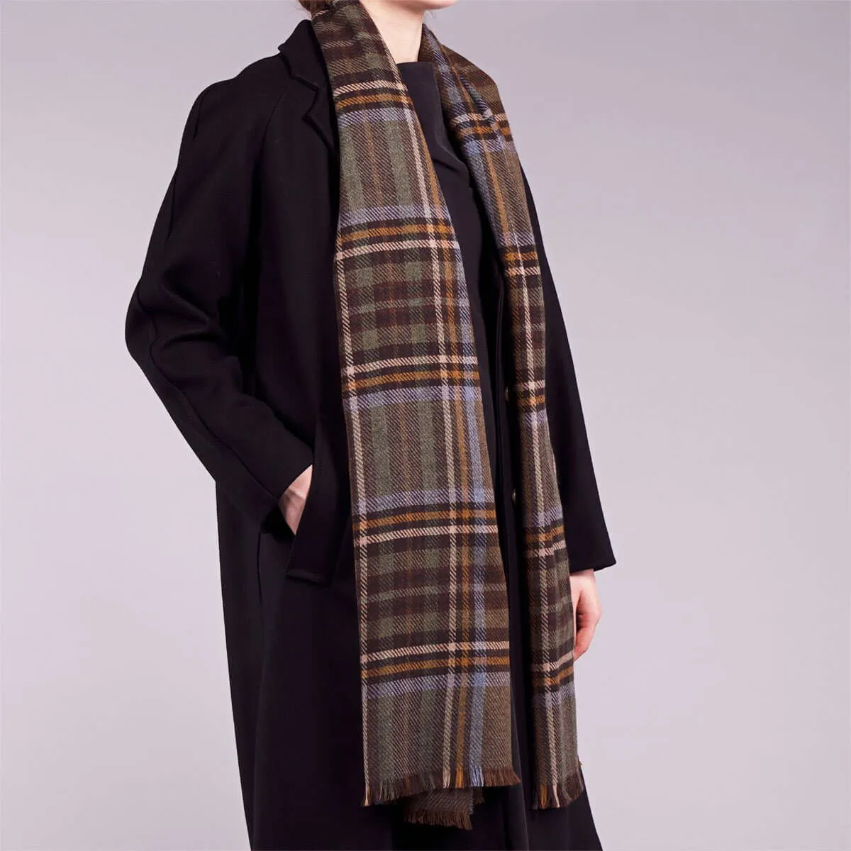 Brock Luxury Fine Wool Stole - Stewart Olive