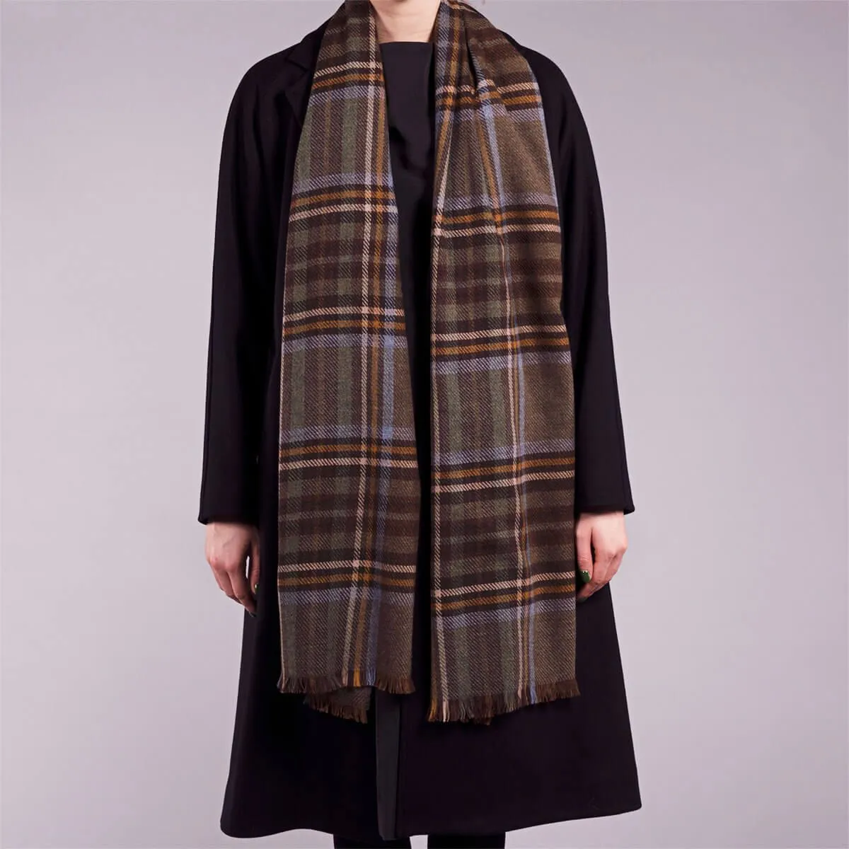 Brock Luxury Fine Wool Stole - Stewart Olive