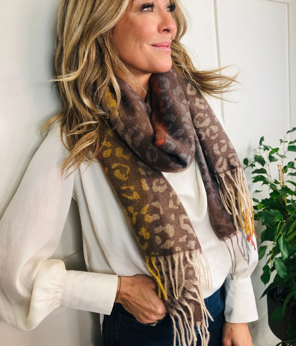 Brown Animal Print Soft Scarf