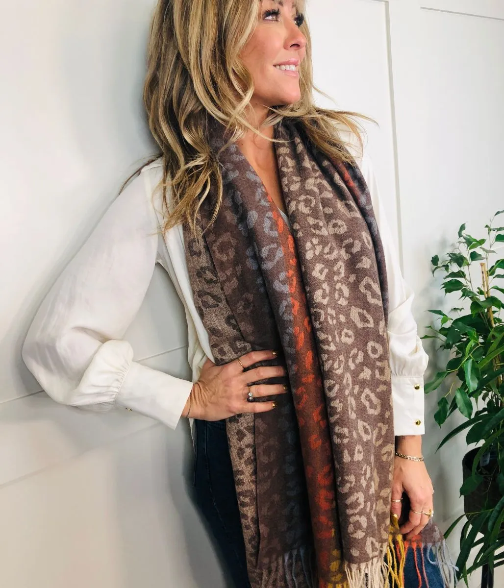 Brown Animal Print Soft Scarf