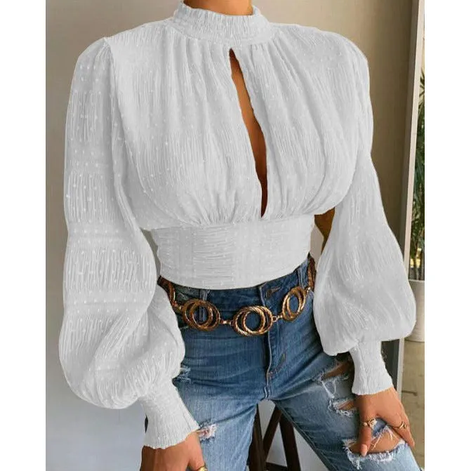 Bubble Cut Out Loose Blouse