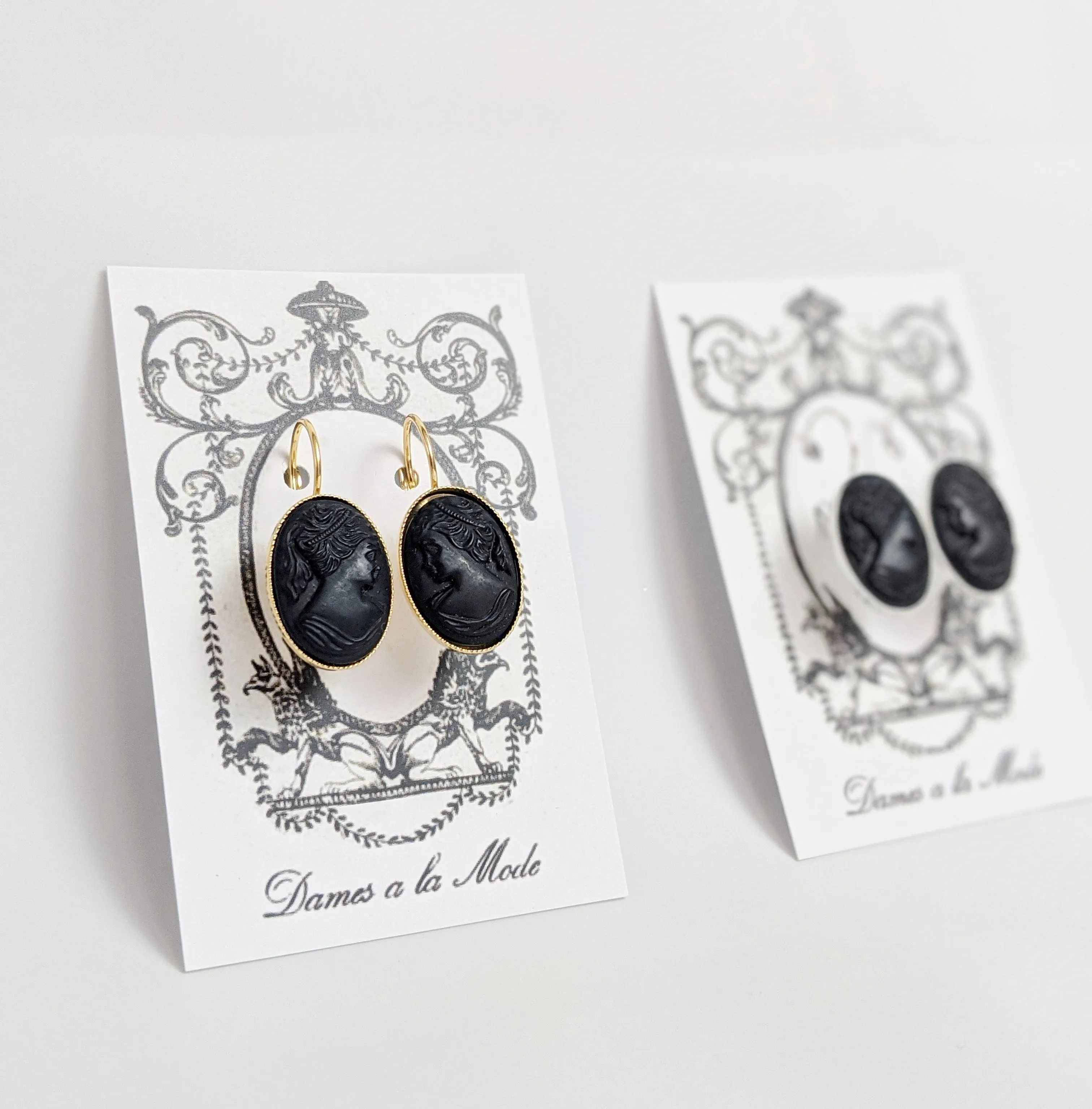 Cameo Earrings - Black Silhouette