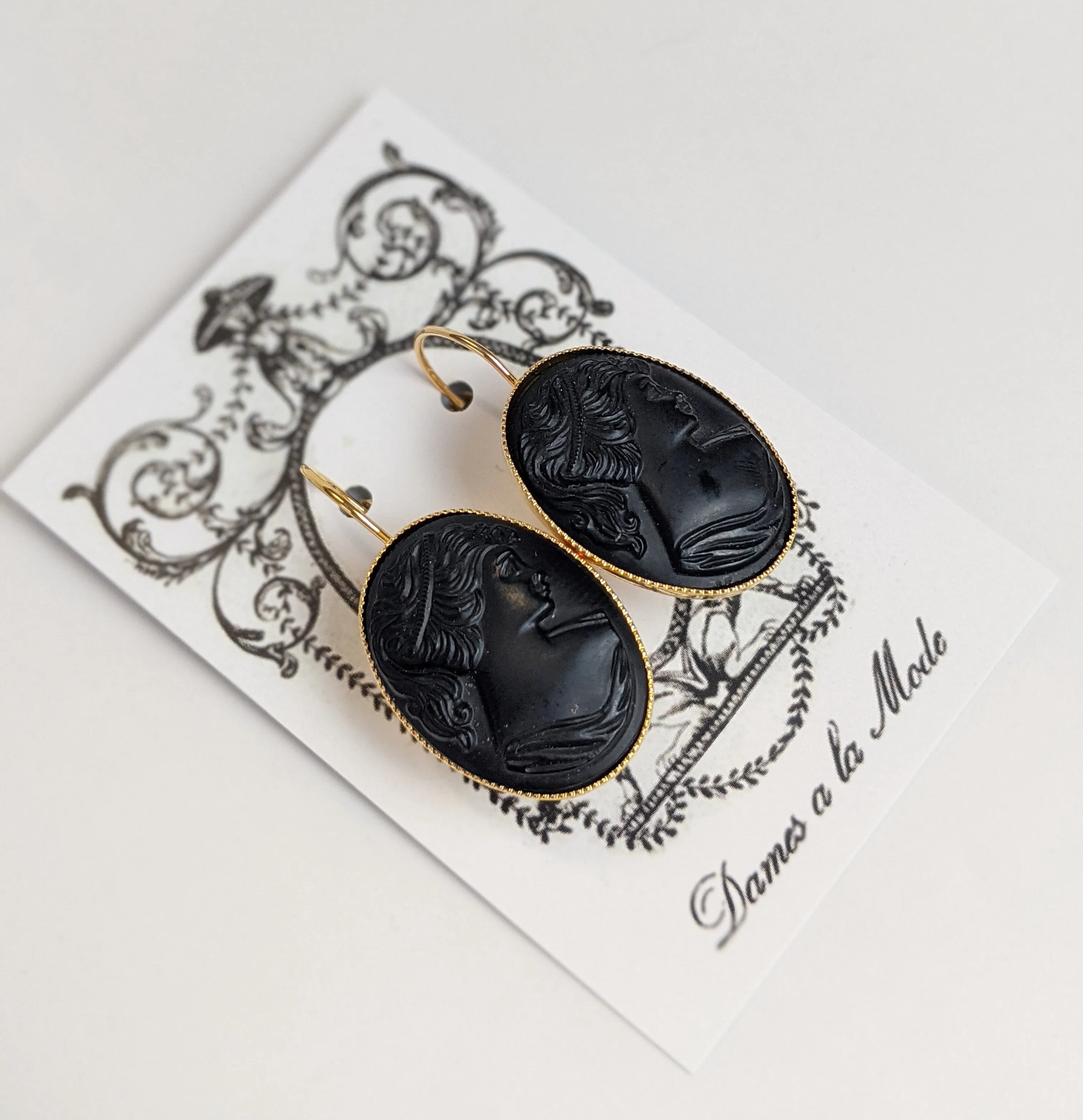 Cameo Earrings - Black Silhouette