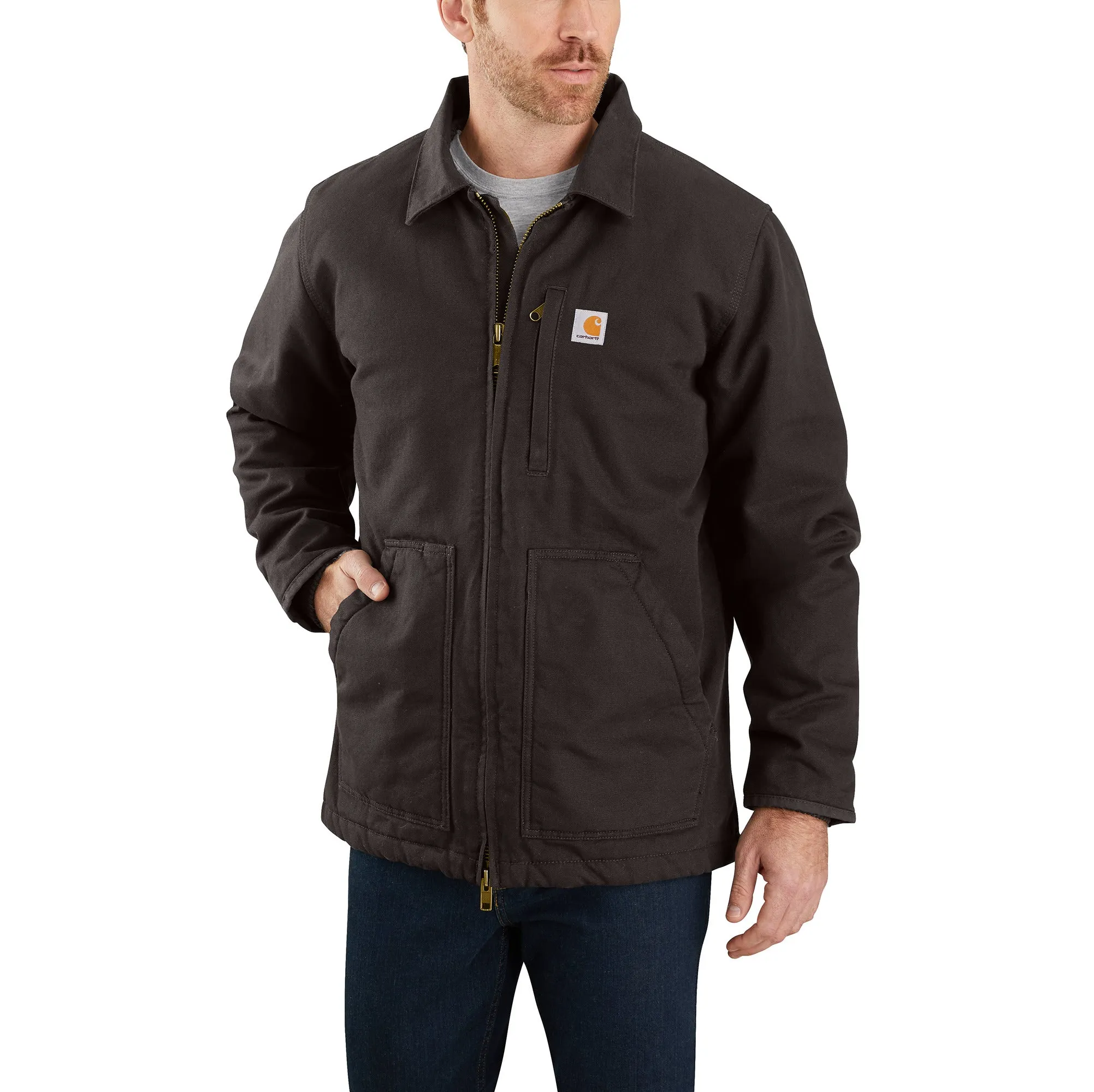 Carhartt Men's Loose Fit Washed Duck Sherpa-Lined Coat