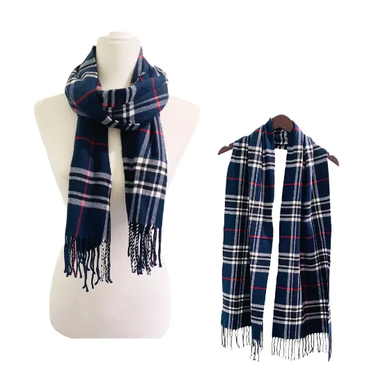 Cashmere Feel Unisex  Plaid Scarfs