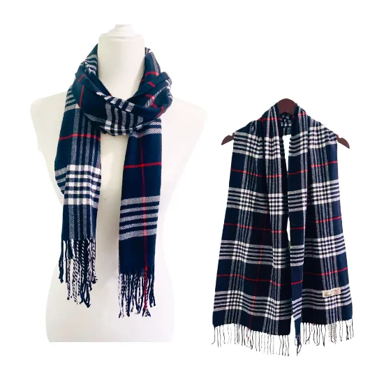 Cashmere Feel Unisex  Plaid Scarfs