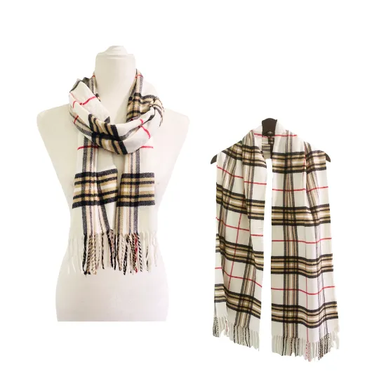 Cashmere Feel Unisex  Plaid Scarfs