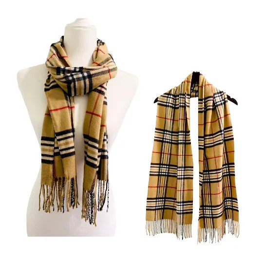 Cashmere Feel Unisex  Plaid Scarfs