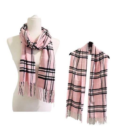 Cashmere Feel Unisex  Plaid Scarfs