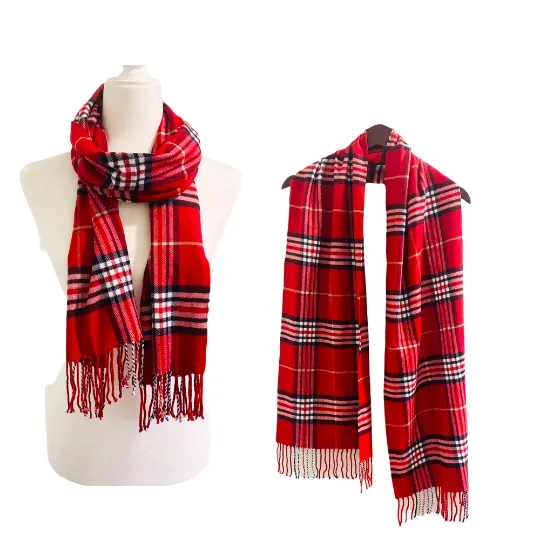 Cashmere Feel Unisex  Plaid Scarfs