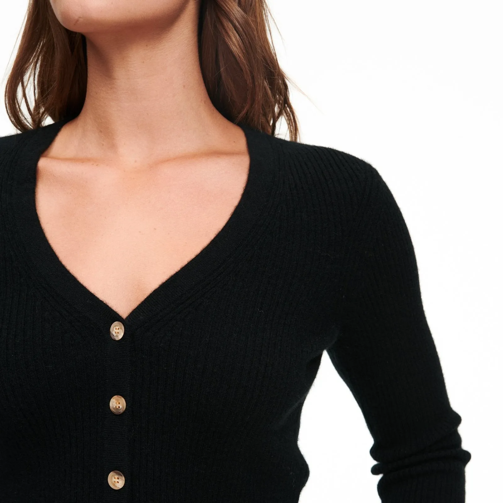 Cashmere Ribbed Cropped Cardigan