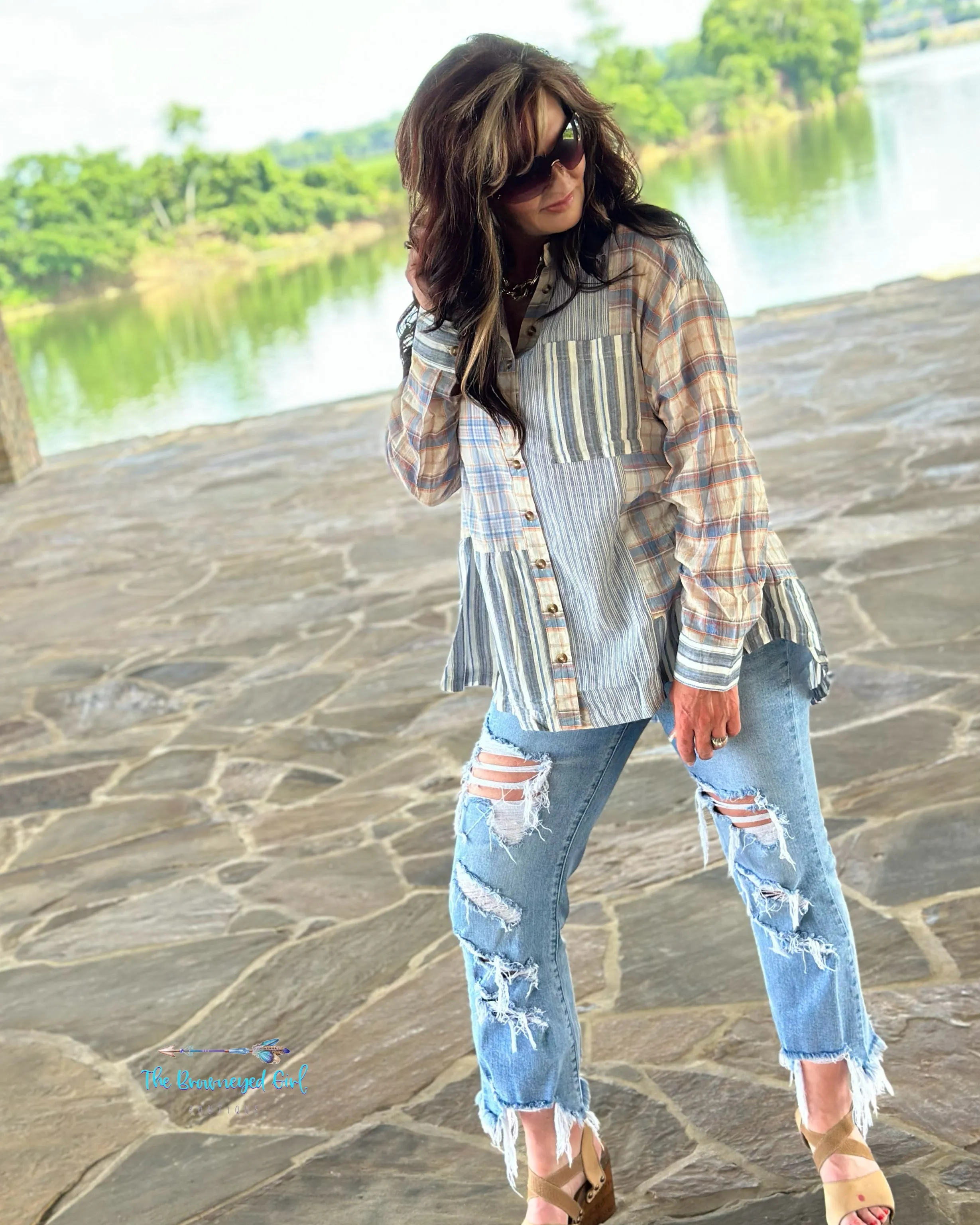 Cassie Multi Plaid Long Sleeve Button Down