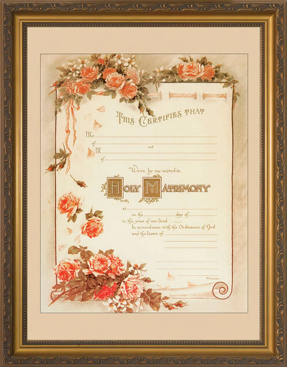 Certificate of Matrimony Gold Framed