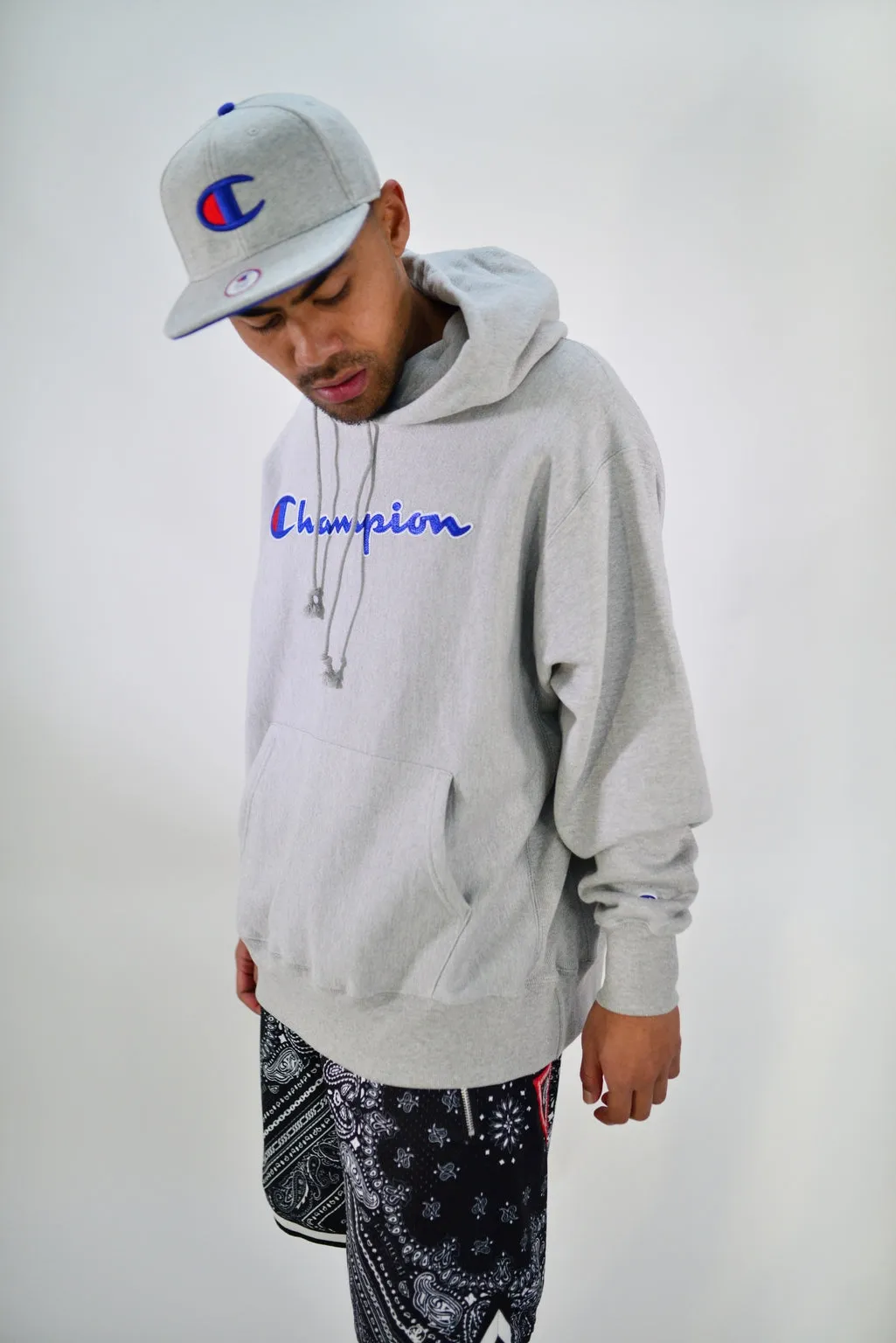 CHAMPION WOOL FLAT BRIM STRAPBACK CAP - GREY