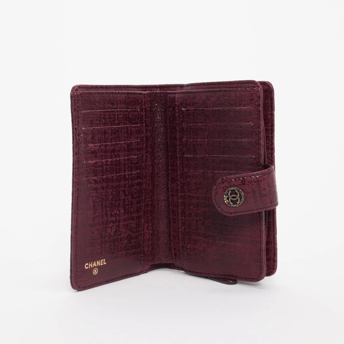 Chanel Burgundy Tweed Effect Paris to Edinburgh Wallet