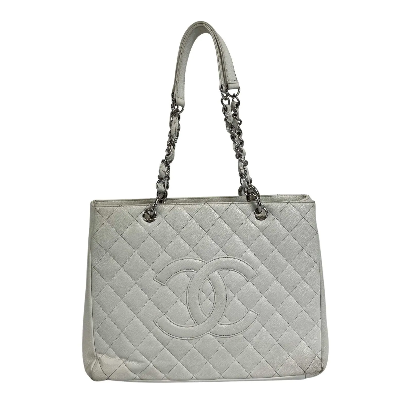 Chanel - CC Small Grand Shopping Tote - White Shoulder Bag