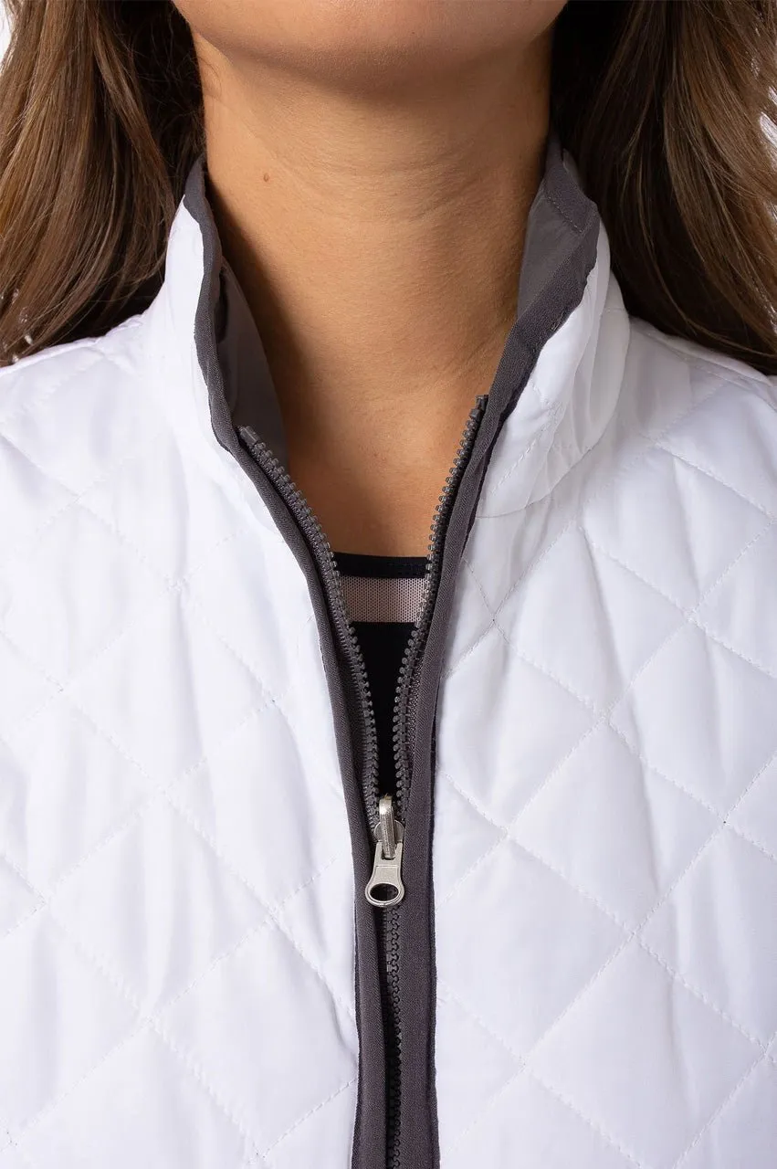 Charcoal/White Reversible Quilted Wind Vest