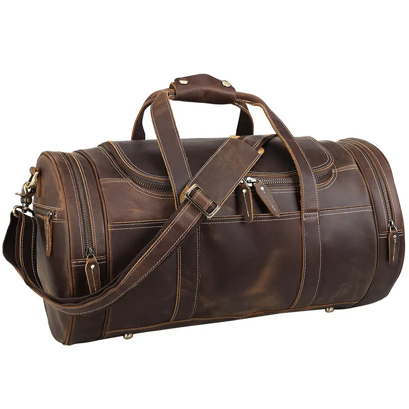 Christmas Gifts Leather Duffel Bag Vintage Carry On Weekend Bag Large Duffle Luggage Bag Overnight Travel Bag