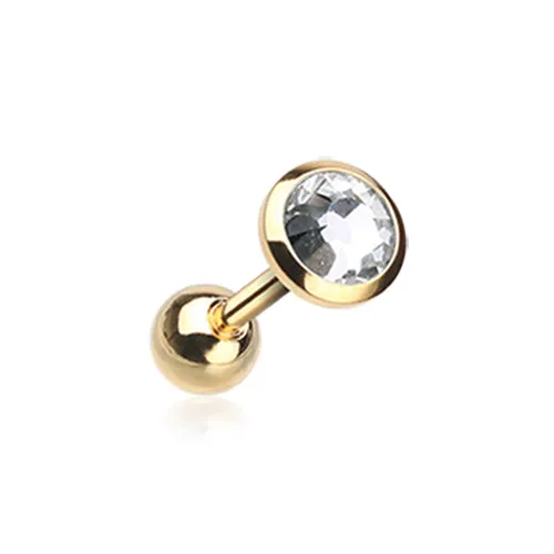 Classic Bezel Stud Body Jewellery with Gold Plating. Labret, Monroe, Tragus and Cartilage Earrings.