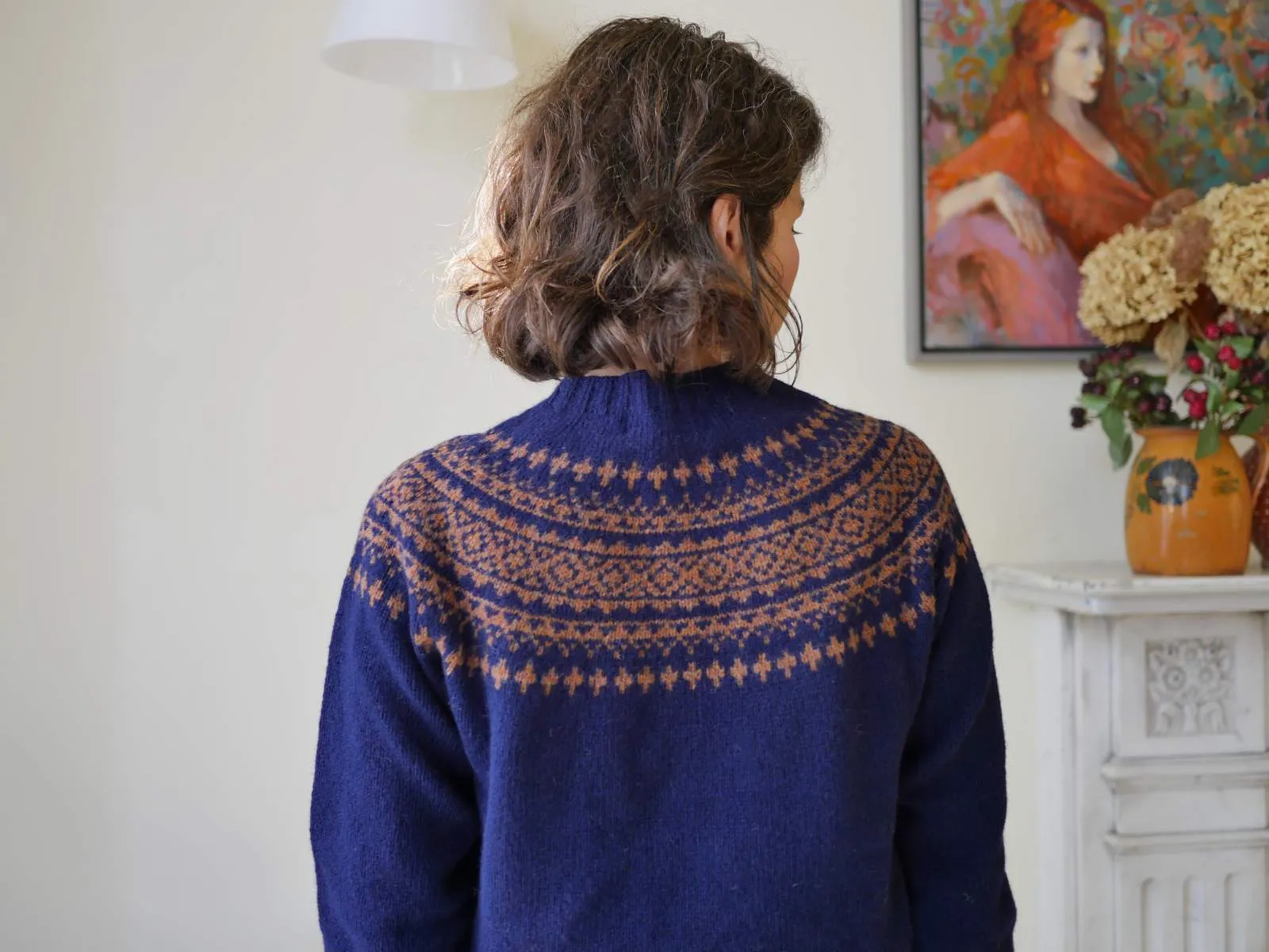 Classic Fair Isle Jumper - Navy & Sienna