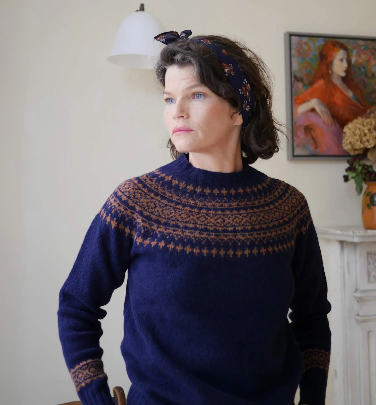 Classic Fair Isle Jumper - Navy & Sienna