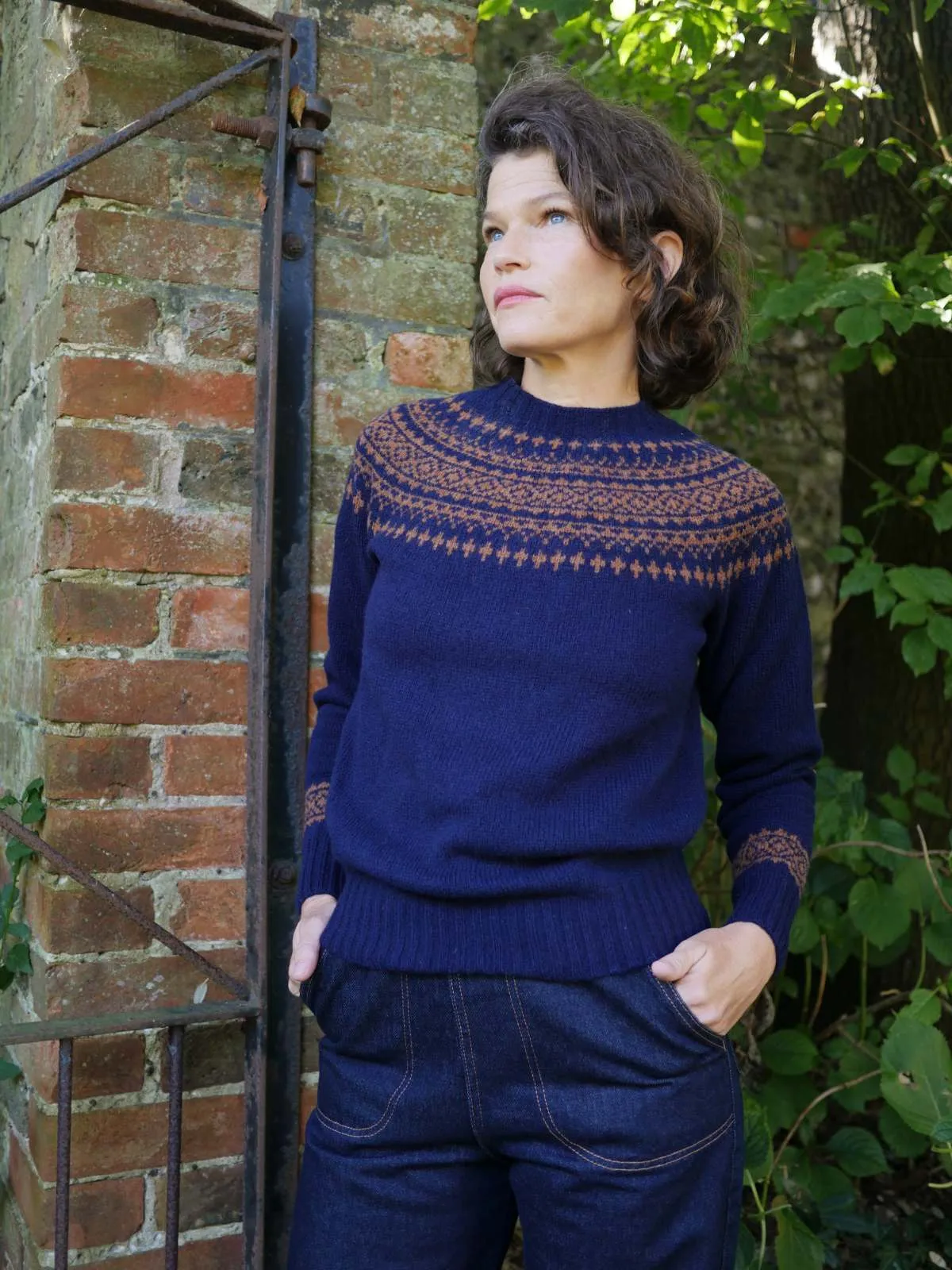 Classic Fair Isle Jumper - Navy & Sienna