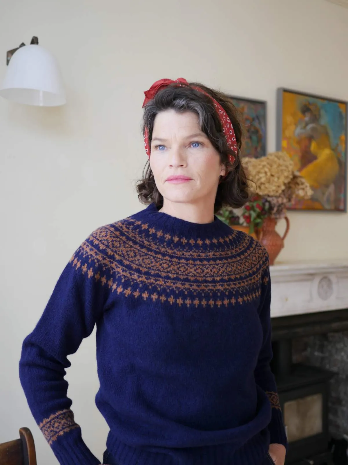 Classic Fair Isle Jumper - Navy & Sienna