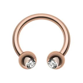 Classic Gem Circular Barbell with Rose Gold Plating