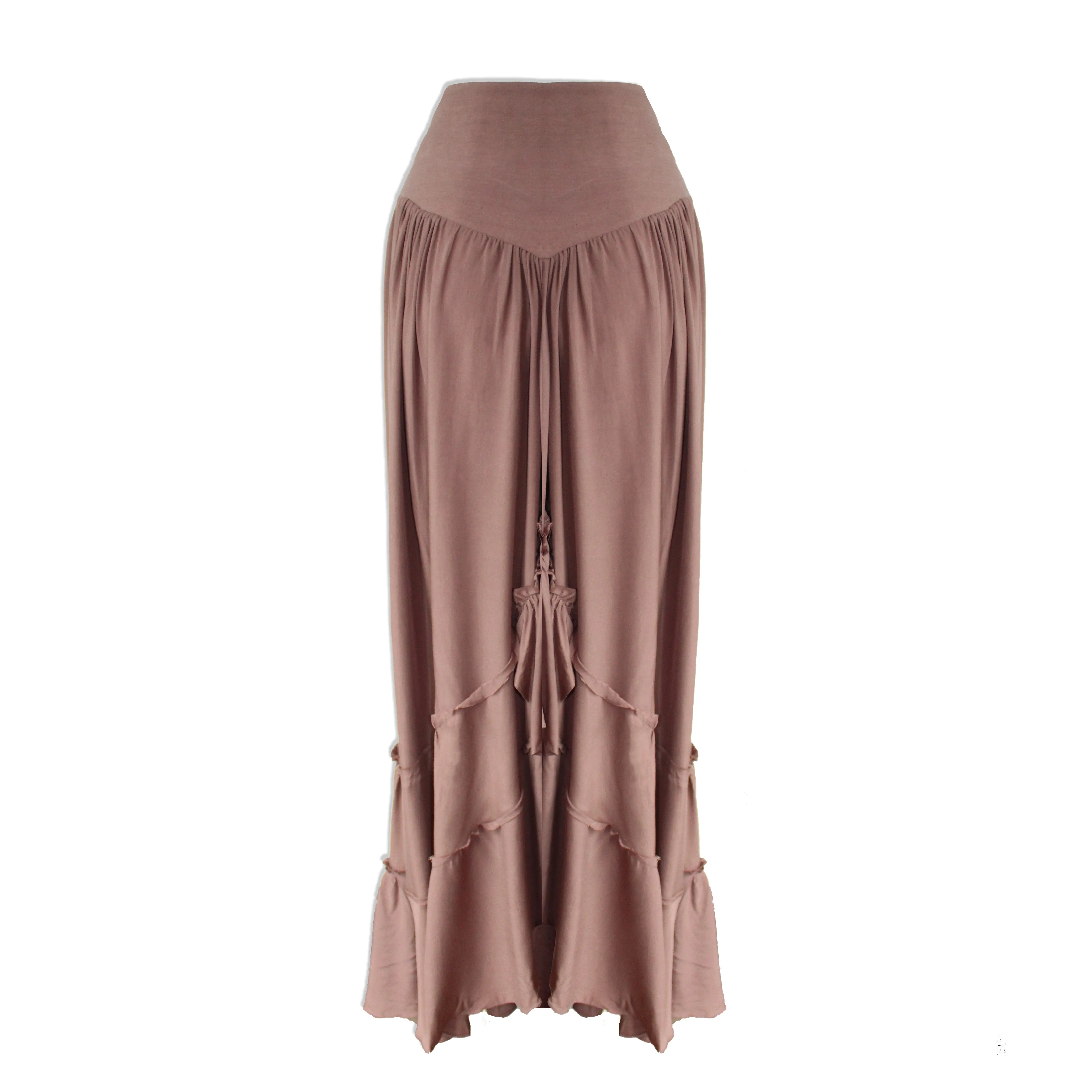 Cocoa Modal Crepe Asymmetric Front Ruffle Skirt