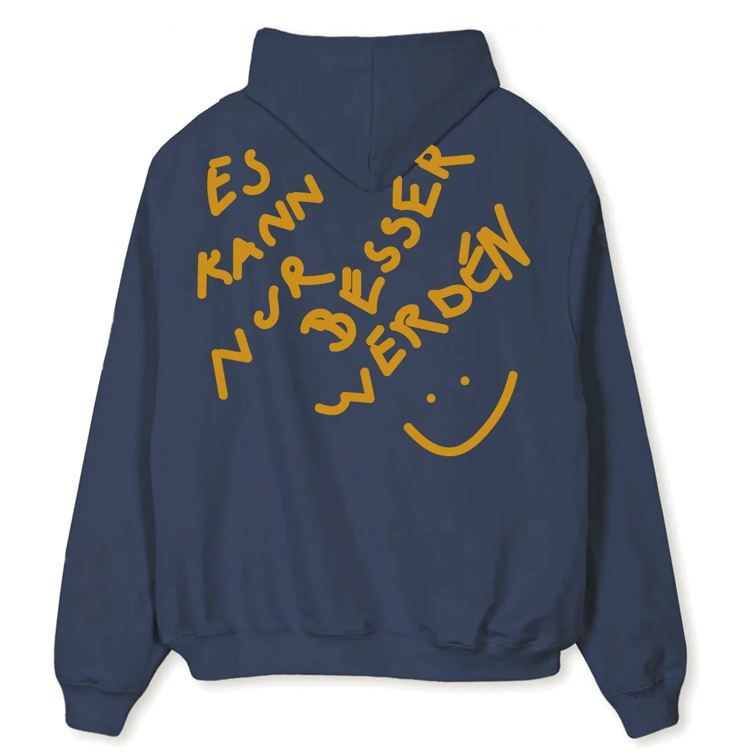 Das Wetter-Deluxe-Hoodie »Es kann nur besser werden« (Blau/ Gold)