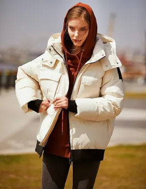 Detachable Hood Zip Down Puffer Jacket