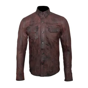 Distressed brown Leather Shirt