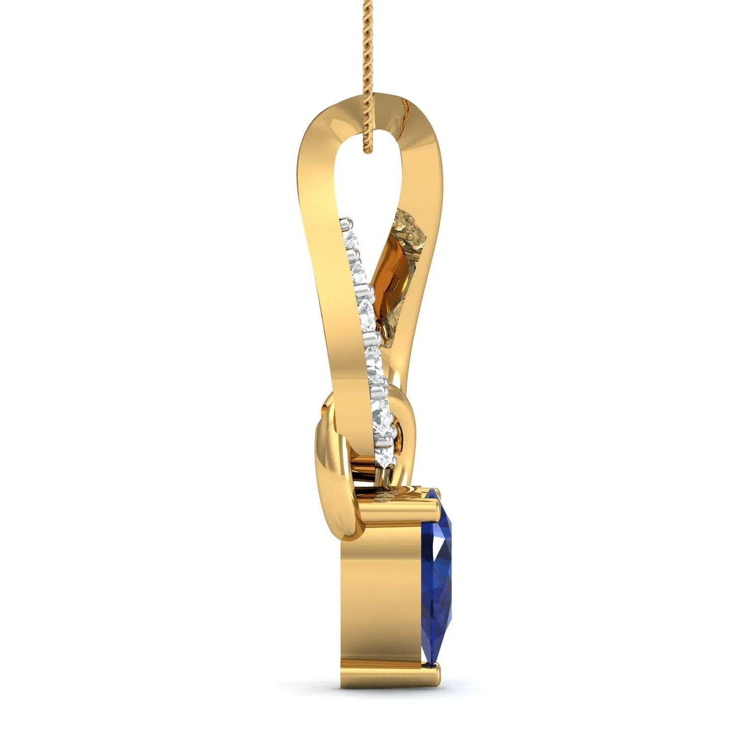 Diva Sapphire Blue Pendant (Gold Plated 925 Sterling Silver)