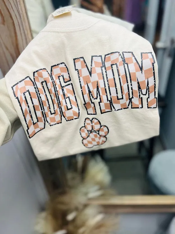 Dog Mom Checkered Paw Tee