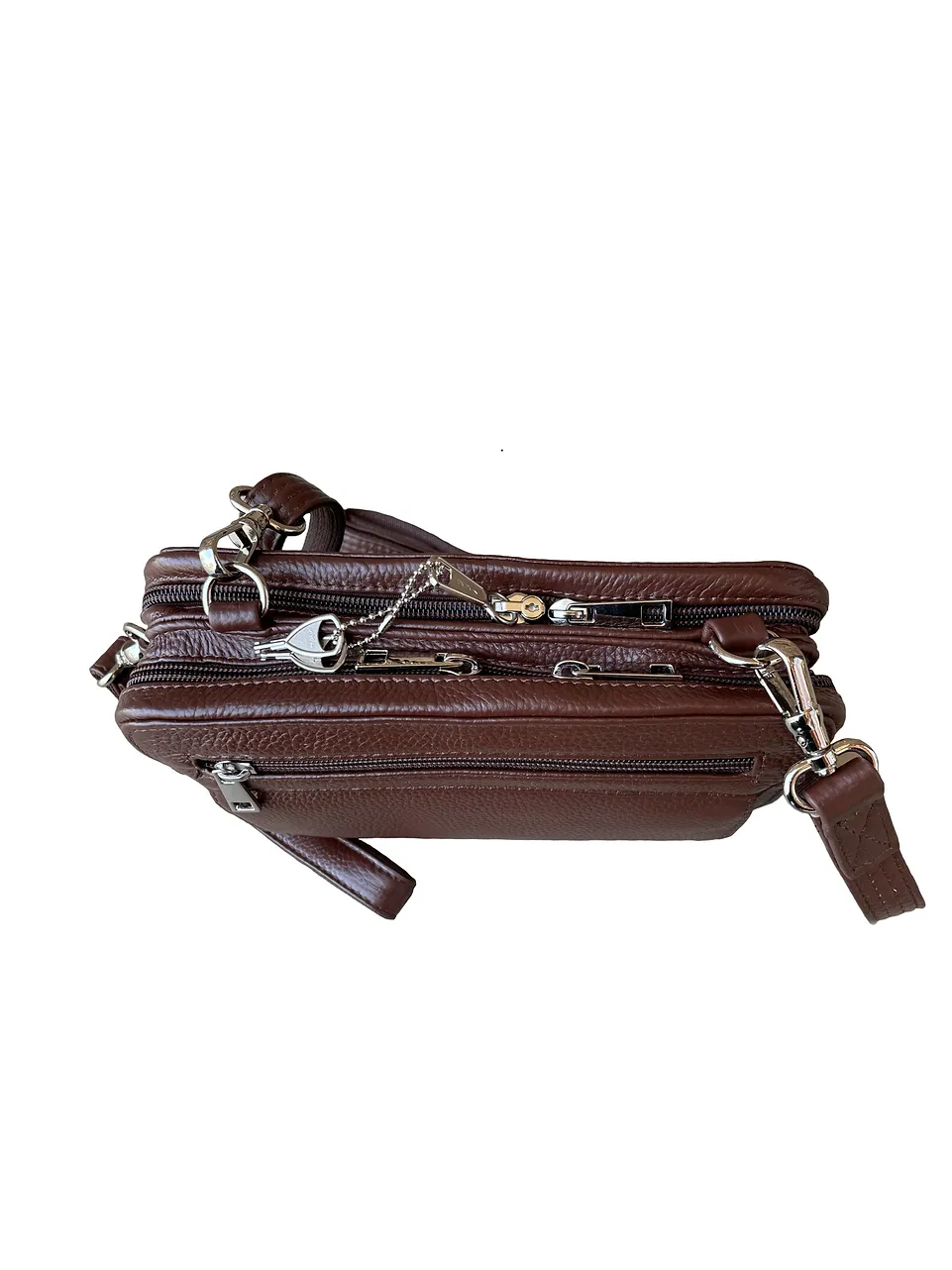 Dual Compartment Leather Conceal Carry Wristlet to Crossbody Organizer