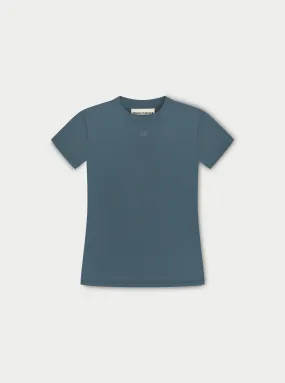 EMBLEM SCULPTING STRETCH BABY TEE - PETROL BLUE