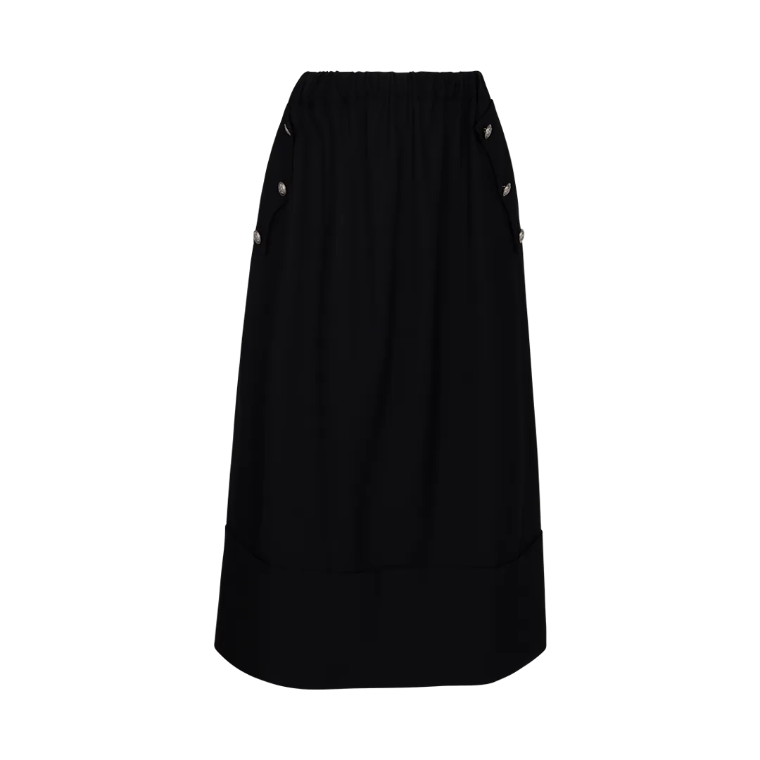 Embossed-Button Midi Skirt