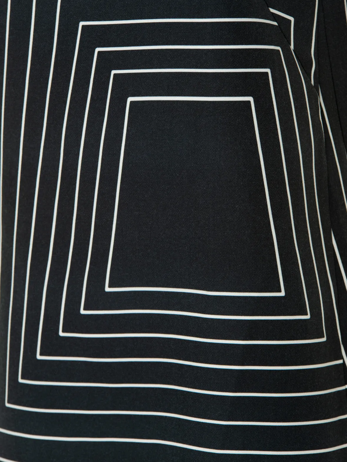 Etuikleid in Baumwoll Seiden Double-Face mit Trapezoid Square Druck